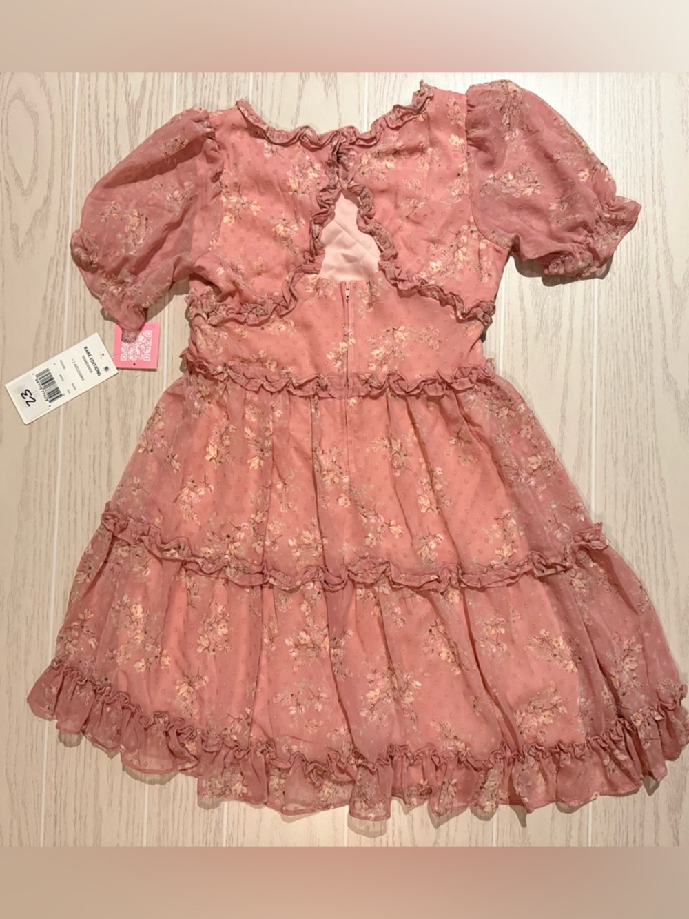 Rare Editions‎ Pink Floral Dress Girls 16 Ruffle Tiered Chiffon Necklace NWT - Picture 13 of 16